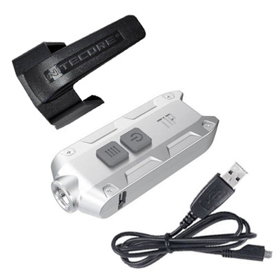 Nitcore TIP Rechargeable Keychain Flashlight Optional Colors w/USB Cable & Clip
