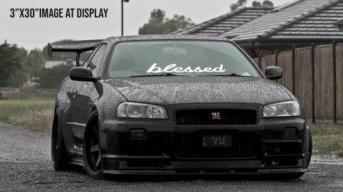 Blessed Windshield decal car sticker banner graphics window jdm stance low - Picture 2 of 10