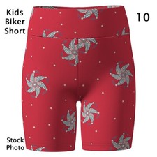Size 10 KIDS BIKER SHORTS LuLaRoe  RED PINWHEELS  Americana; USA; 4th of July