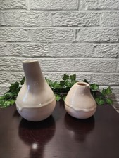 Dip Drip Glazed Clay Vases Set of 2 7.25" & 4.25"