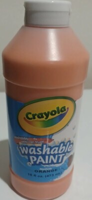 New Sealed Crayola Washable Paint, ORANGE Huge 16 oz Squeeze Bottle (BB)