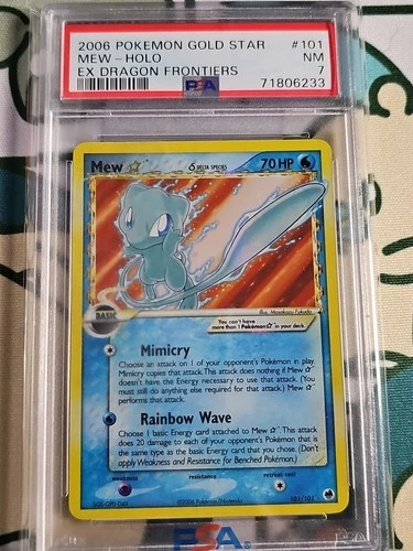 Pokemon Mew Gold Star EX Dragon Frontiers Holo Ultra Rare #101 PSA 7