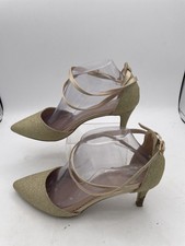 Womens Sz 8.5 Heels 8.5 Beige Glitter Pointed...