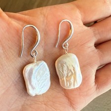 Real Natural Freshwater Pearl Earrings 14K Gold Plated Baroque Drop Jewelry Gift