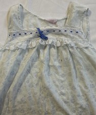Vtg Just for Women Blue Floral Sheer Lace Nightgown Cottagecore Sleepwear 80  s
