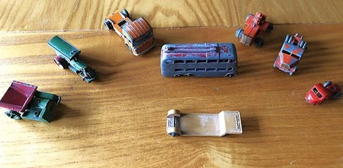 Vintage LESNEY MATCHBOX VEHICLES x 8 1950 onward. Playworn good for restoration