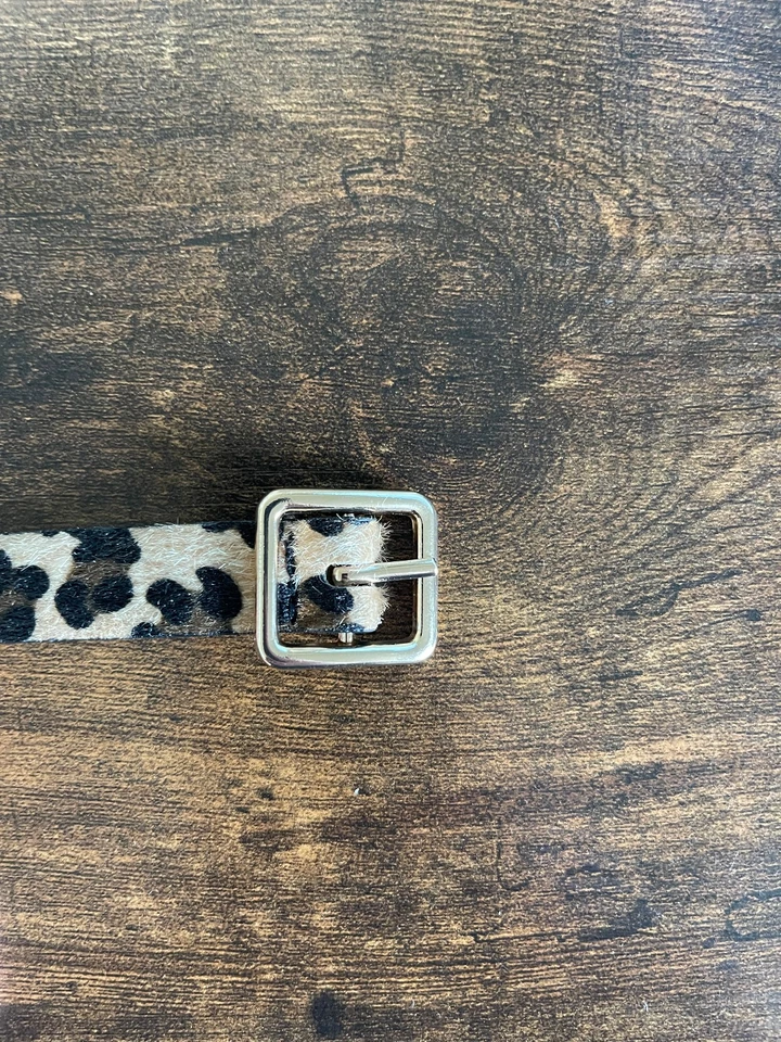Women Leopard Print Belt Faux Fur Hair Calf Skinny Fashion Size XS/S Bold Style - Image 3 of 4