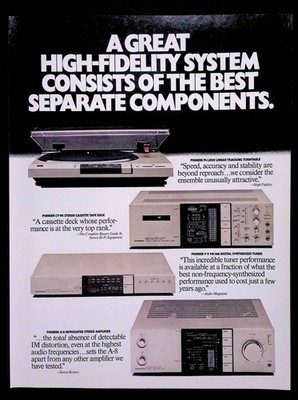 PIONEER Stereo Components Magazine Ad - 1980s - 11'' x 8'' E92