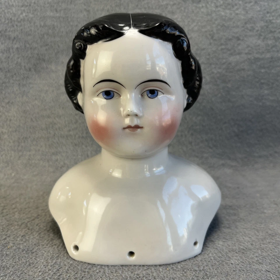 Antigua cabeza de hombro cabeza china de la era de la Guerra Civil ceja alta puchicho 5,5" tinte rubor Foto 2 de 4