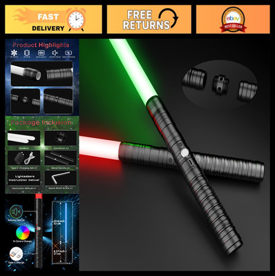 RGB Dueling Lightsaber with Metal Hilt - 16 Color FX Sound, Double Blade Sword f