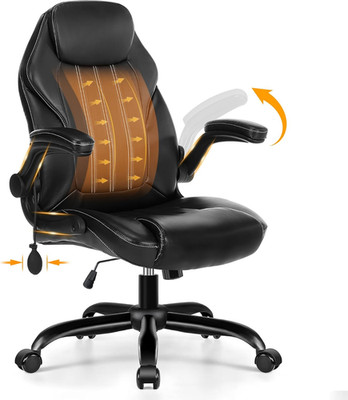 Office Desk Chair, Ergonomic Computer Chair with Padded Flip-Up Arms and Adjusta