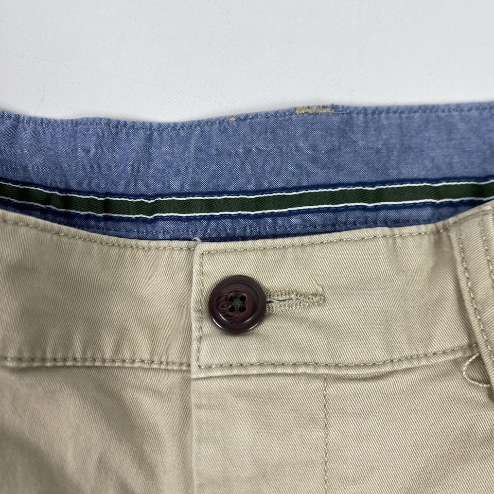 Pantalones Cortos L.L.Bean Para Hombres 36 Caqui Tostado Ajuste Estándar Chino Frente Plano Algodón Elástico Foto 3 de 4