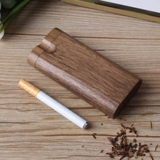 Wooden Dugout Stash Box Self Cleaning Metal One Hitter Tobacco Smoking Kit Tool