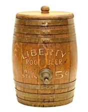 EARLY 1900's LIBERTY ROOT BEER SODA COUNTERTOP SYRUP DISPENSER w/ CERAMIC INSERT