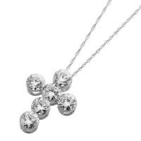 Brillant Kreuz AnhäNger Kette WeißGold 585 14K Lab Grown Diamanten 2Ct
