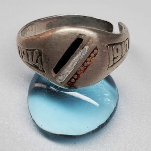 WWI German Patriotic Ring 1914-1917 Black White Red Enamel Sz 7.5 Original Flag