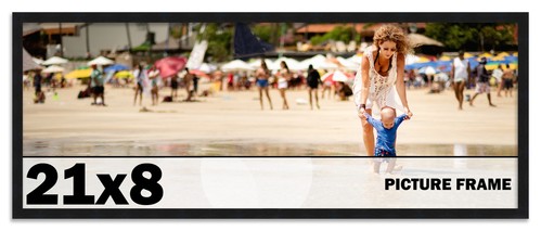 21x8 Frame Black Picture Frame Complete Modern Photo Frame UV Acrylic, Acid Free