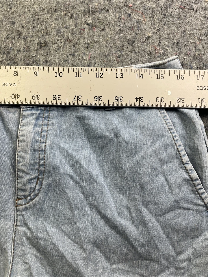 Pantalones Cortos Kim Rogers Para Mujer 10 Azul Frente Plano Tiro Alto Lavado Ligero Informal Denim Foto 4 de 4