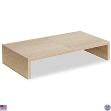 TEAMIX 20" Wooden Monitor Stand Riser - Organizer for PC, TV, Laptop & Printer