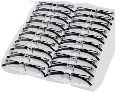 MARKENLOS rahmenlose Lesebrillen mit Blaulichtfilter und schwarzen Bügeln: +3,50 Diopt.