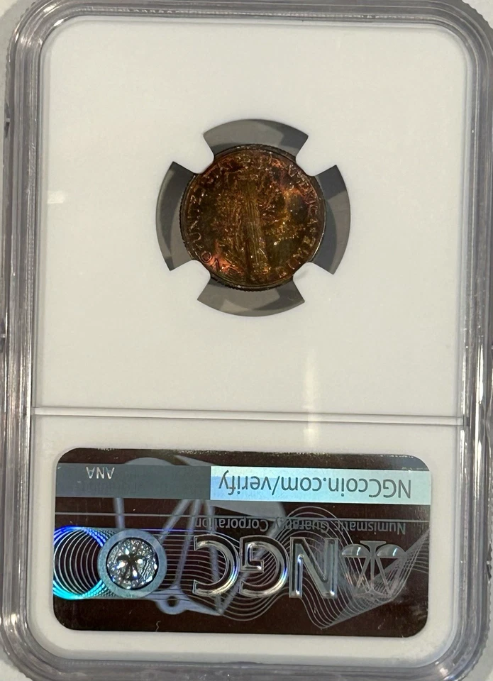 1943-D Mercury Dime MS 67 FB NGC - Vibrant Toning, Full Bands, Eye Appeal - Image 4 of 4