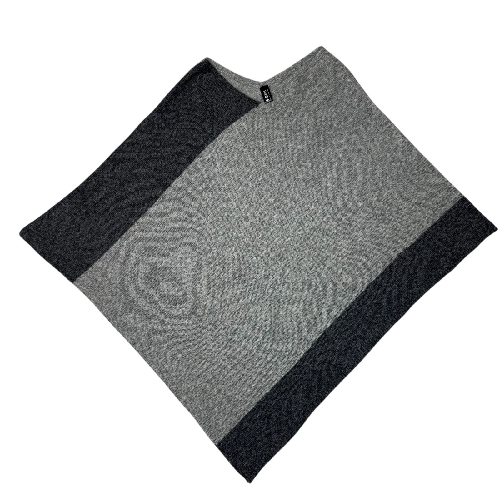 BERYLL 100% cashmere color block poncho sweater black gray One Size OS