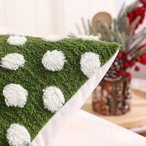 Cross-Border Cushion Cover with Plush Polka Dot Lumbar Support - Picture 12 of 19