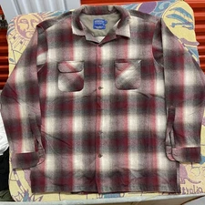 Pendleton Board Shirt Jac Jacket Mens 2XL Long Gray Plaid Wool Button Front