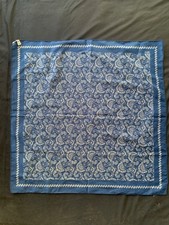 Robinson  Golluber vtg blue silky poly bandana/square scarf/pocket square-27  