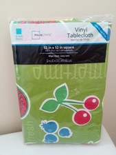 PEVA Vinyl 52 in. Square Tablecloth FRUIT Design - sealed packag