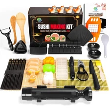 Sushi Making Kit, 32-in-1 Complete Set with Bazooka Roller, Nigiri & Musubi P...
