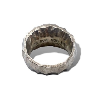 ALL BLUES Silver Ring US size #6.5 CARVED SILVER TIRE RING