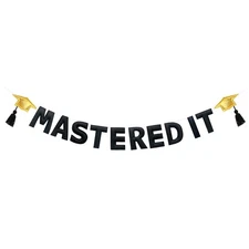 Gold and Black Graduation Decorations Pre-Strung Handmade Felt Mastered It Si...