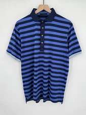 Greyson Polo Shirt Mens Large Blue Striped Crewe Cup Performance Stretch Golf