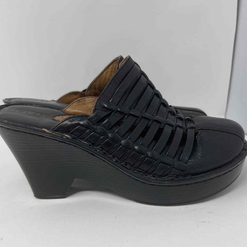 Born Black Handcrafted Clogs Women Size 6 - Picture 3 of 9
