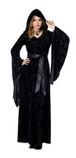 Black Velvet Hooded Robe Adult Halloween Costum