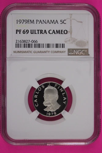 1979 Panama PF 69 Ultra Cameo Proof  5 Centesimos NGC Certified Graded Slab 847