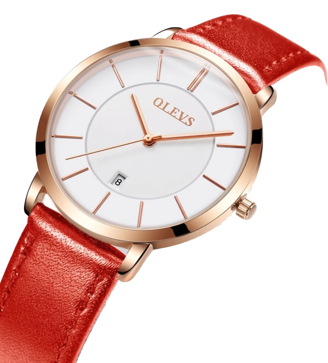 OLEVS Ladies Quartz Watch Casual Ultra Thin Design Leather Strap