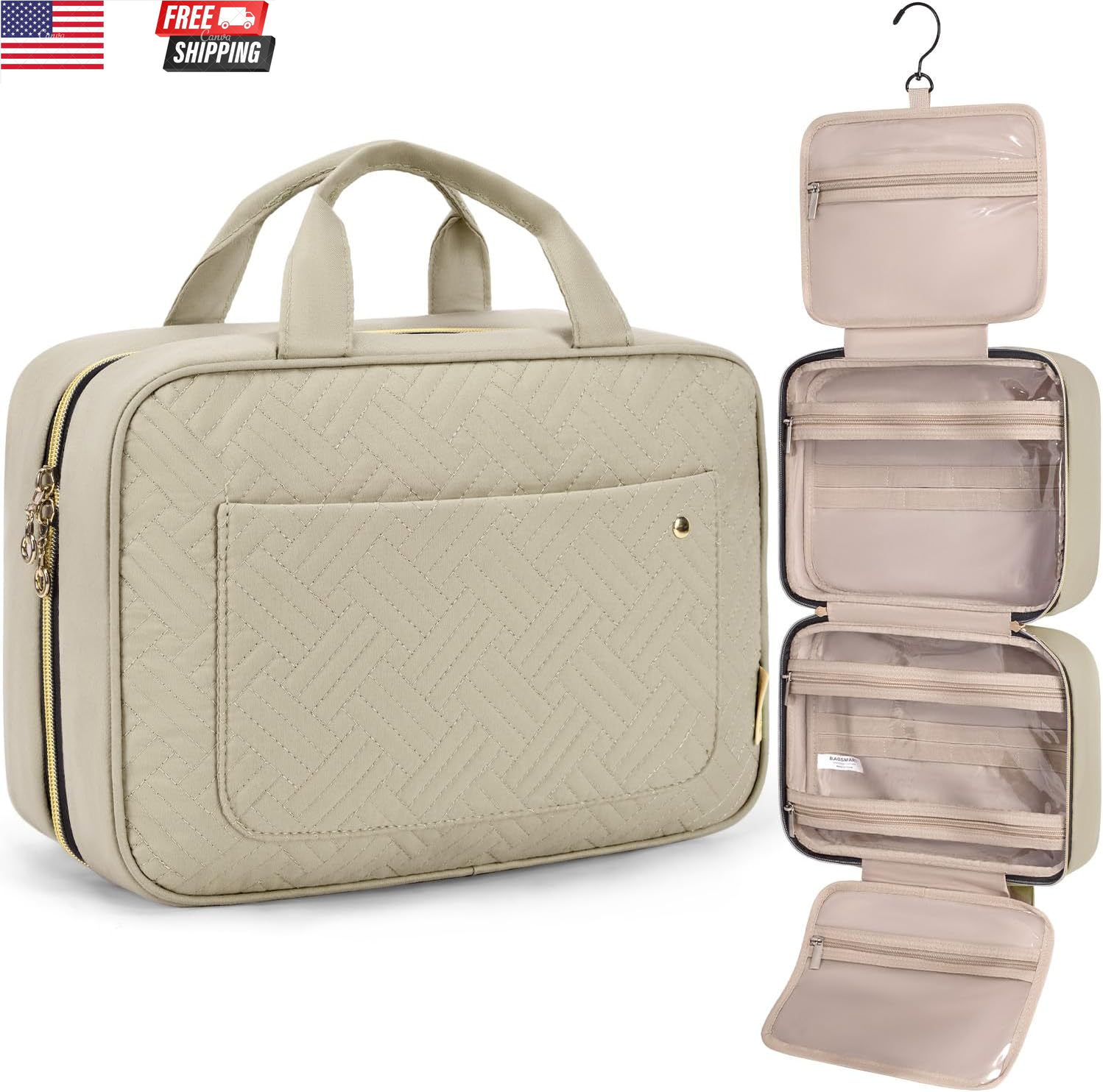 Hanging Water-Resistant Travel Toiletry Bag for Makeup and Cosmetics-image