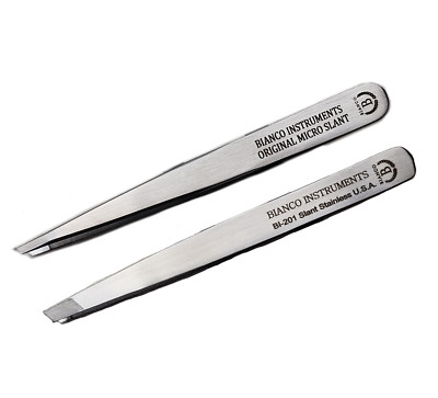 Bianco Instruments Tweezer Bundle - Slant & Micro Slant - Made in USA Stainless