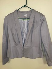 Women's WORTHINGTON Gray Short Blazer Jacket Fitted Sz XL Lined
