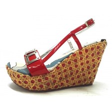 Sandalo Donna Zeppa 110 Bamboo con Applicazioni Metallo Pelle rosso e vernice  