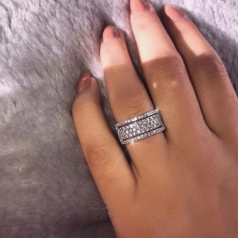 Stainless steel crystal best sale rings