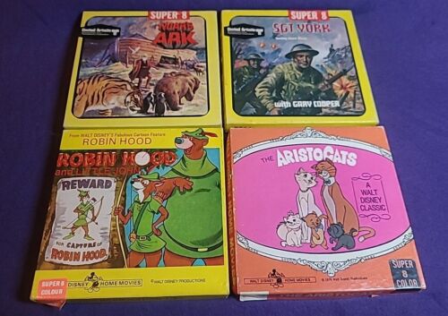 Vintage Super 8 Disney Aristocats, Robin Hood, Noah's Ark, Sgt. York, Movies - Afbeelding 1 van 8