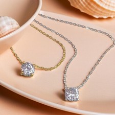 Minimalist Silver Solitaire Necklace, Diamond Round Pendant, Unique Jewellery