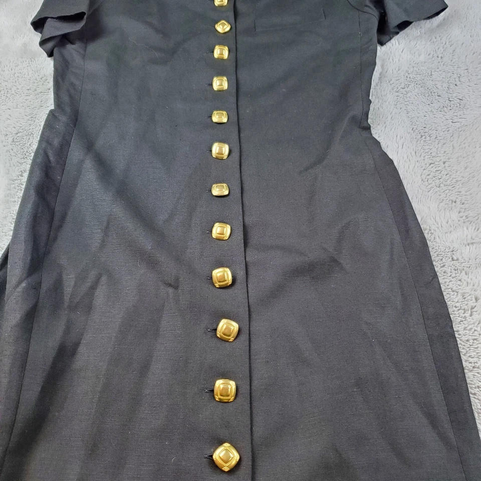 Maxi Vestido Cynthia Howie Lino Mujer 8 Negro Manga Corta Botones Maggy Boutique Foto 4 de 4