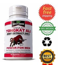 Tongkat Al LONGJACK PASAK  BUMI GRADE A STRONGEST ROOT EXTRACT 200:1 60 CAPSULES