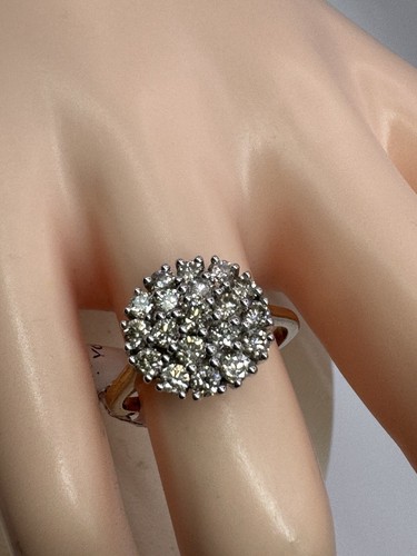 9ct Yellow Gold 1ct Natural Diamond Cluster Ring Size N 4.1gms - Picture 11 of 15