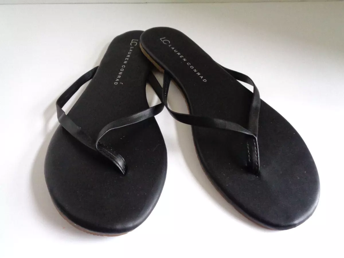 LC Lauren Conrad Women s Valencia Black Thong Flip Flop Sandals Size 8M