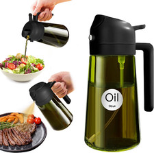 YARRAMATE 16Oz/470Ml Light-Blocking Dark Oil Sprayer for Cooking, 2 in 1 Olive O